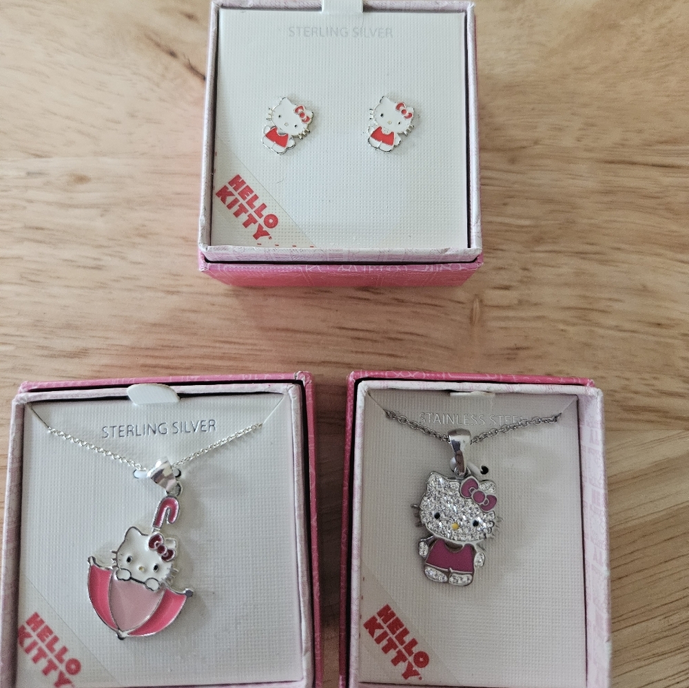 Hello Kitty necklaces and earrings